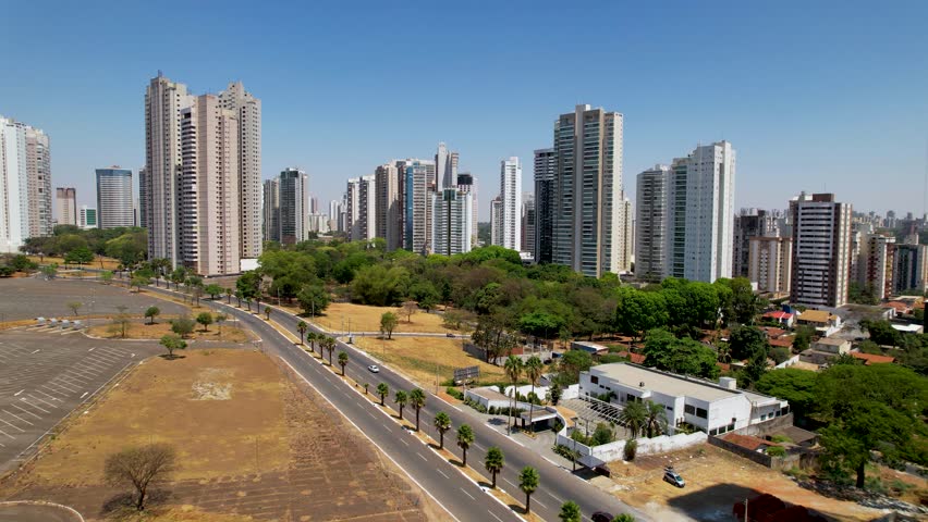 Goiania Skyline At Goiania Goias Brazil. Bird Eye View Of Stunning Iconic Recreational Park Of The City. Infrastructure Landscape Company Building Awesome. Infrastructure Urban. Goiania Goias.