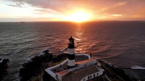 Sunset Lighthouse At Salvador Bahia Brazil. Iconic Structure Of The Historic Lighthouse In A Coastal City. Sunset Paradise Island Skyline Heaven Stunning. Sea Heaven. Golden hour at Salvador Bahia. - Powered by Shutterstock - Get 15% off with code: PIKWIZARD15