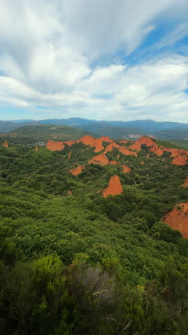 Las Medulas ancient roman gold mining site in Leon province Spain. Famous touristic place in Castile and Leon. High quality 4k footage