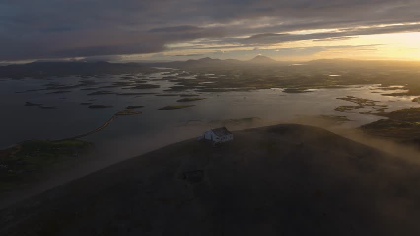 Flying over The Irish Holy Mountain in County Mayo - Croagh Patrick - 4K Cinematic Aerial Shot