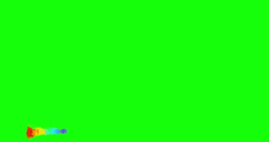Rainbow drawing animated element on green background. Hand drawn in out cute texture animation. Crazy doodle cartoon style frame by frame classic old style animation.