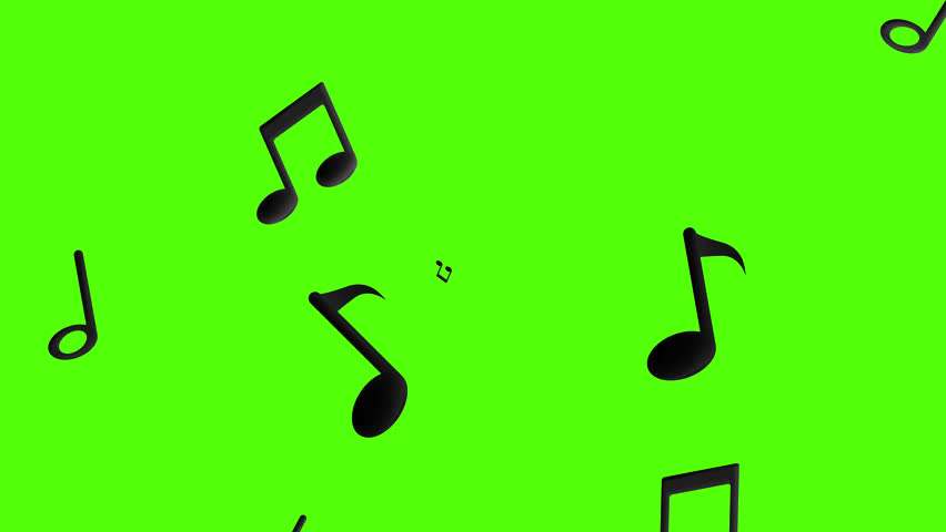 Musical notes flying from center, Musical notes streaming up in melody animation overlay on Alpha Channel Background