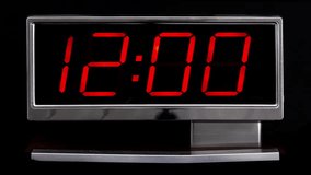 Retro retro led digital clock passing 12 hours in stop motion - Powered by Shutterstock - Get 15% off with code: PIKWIZARD15