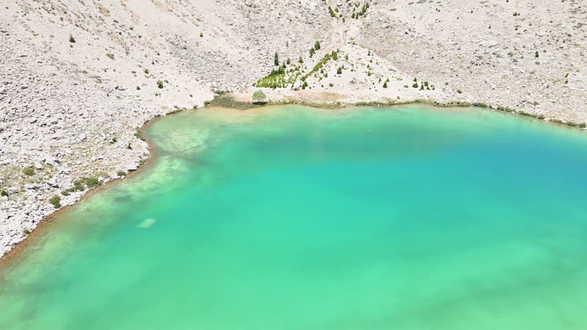 The aerial views of Green Lake, a crater lake, is on the Gömbe Plateau, famous for its unique geographical riches.