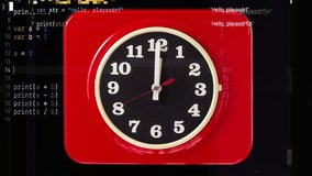 Retro red analogue clock in stop motion and code - Powered by Shutterstock - Get 15% off with code: PIKWIZARD15