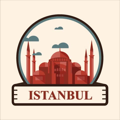 Istanbul City Icons in Motion: Famous Landmarks Animation