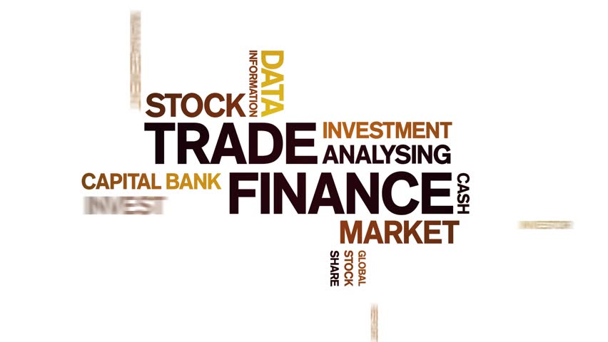 Trade Finance animated word cloud,text design animation tag kinetic typography seamless loop. 