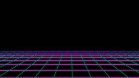 Synthwave wireframe net illustration. Abstract digital background. 80s, 90s Retro futurism, Retro wave cyber grid. Bottom surface. Neon lights glowing. Starry background. 3D Rendering - Powered by Shutterstock - Get 15% off with code: PIKWIZARD15