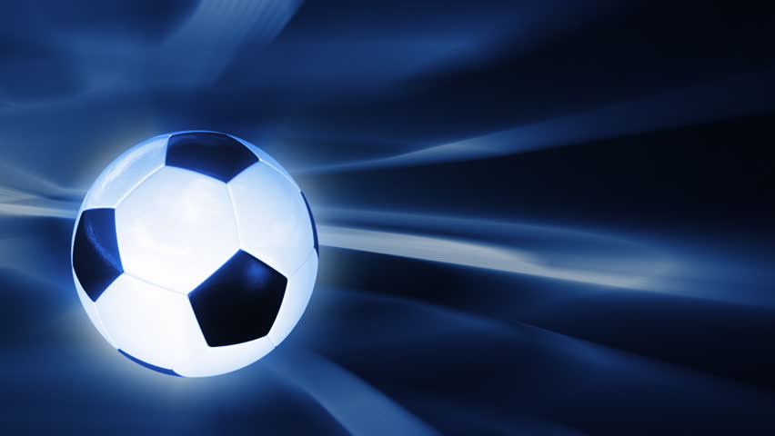 Soccer ball rotating with abstract background,seamless loop