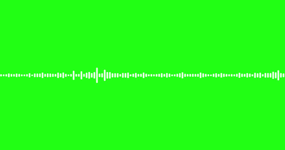 Sound waves meter. White audio waveform, seamless loop. Digital sound equalizer isolated on green screen