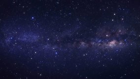 Flying Through The Stars And Blue Nebula In Space. Galaxy exploration through outer space towards glowing milky way galaxy. . High quality 4k footage - Powered by Shutterstock - Get 15% off with code: PIKWIZARD15