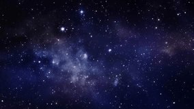 Flying Through The Stars And Blue Nebula In Space. Galaxy exploration through outer space towards glowing milky way galaxy. . High quality 4k footage - Powered by Shutterstock - Get 15% off with code: PIKWIZARD15