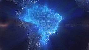 Pixel Art Earth Night Space Rotate and Zoom Shining Country Brazil - Powered by Shutterstock - Get 15% off with code: PIKWIZARD15