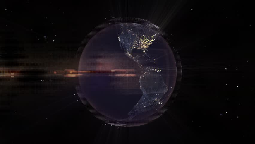 Pixel Art Earth Night Space Rotate and Zoom Shining Country New Zealand