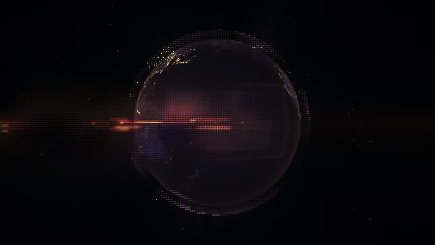 Pixel Art Earth Night Space Rotate and Zoom Shining Country United Arab Emirates