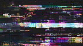 Vibrant glitch grunge background animated texture with colorful RGB noise, distorted pixel blocks, VHS scan lines, digital artifacts, and cinematic chromatic aberration effects - Powered by Shutterstock - Get 15% off with code: PIKWIZARD15