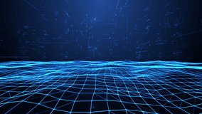 A raging blue ocean of information transmission with a surface in the form of a network of intertwined dots and lines. Data lines over the ocean. Abstract animation. - Powered by Shutterstock - Get 15% off with code: PIKWIZARD15