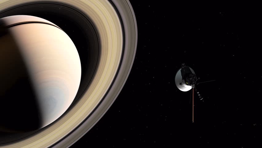 Voyager Space Probe Flyby of the Gas Giant Saturn