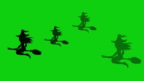 Women Flying on witch flying broom icon animation Vector illustration symbol on green screen.  Halloween character silhouettes witches, halloween, witch linear icons from people concept outline sign. - Powered by Shutterstock - Get 15% off with code: PIKWIZARD15