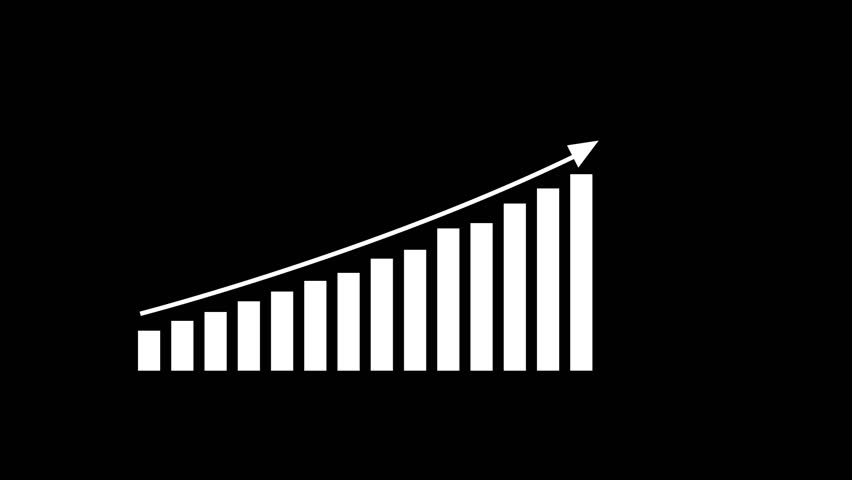 Graph chart showing increase in marketing sales profit. Business graph showing concept of success and profit. A black background 4K animation