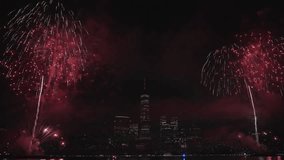 New York City Skyline Manhattan with Flashing Fireworks. New York Manhattan fireworks. New York Fireworks over Manhattan. 4th of July Fireworks. Independence day. - Powered by Shutterstock - Get 15% off with code: PIKWIZARD15