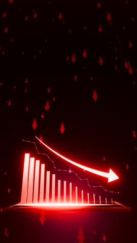 Black Monday. Trade for profit in the stock market. The stock price falls, the red graph indicates a loss. Bear market condition, stagnation or falling of market prices. 3D Rendering.