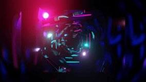 Abstract background 3D animation moving through shiny glass metal and neon lights tunnel, loop - Powered by Shutterstock - Get 15% off with code: PIKWIZARD15
