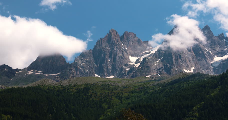 Panorama Of The Mountains In Chamonix Mont Blanc, France