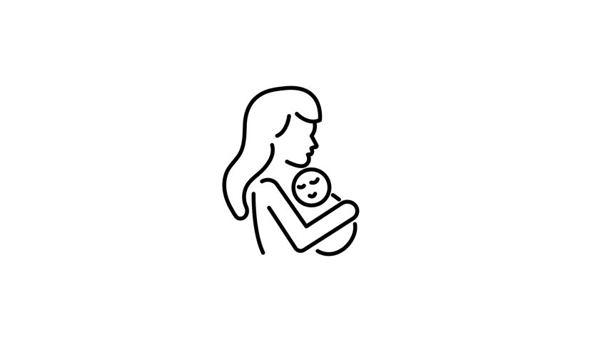 Modern linear animated icon depicting mom love 