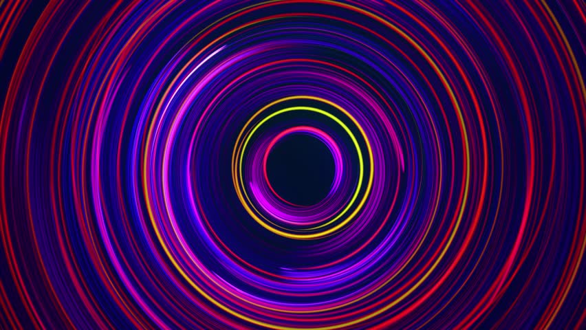 Flow of lines twisted and form round structure. Light streaks or multicolor light trails. 3d abstract bg with glow curves form round structure. Motion design multicolor bg. Luma matte as alpha channel