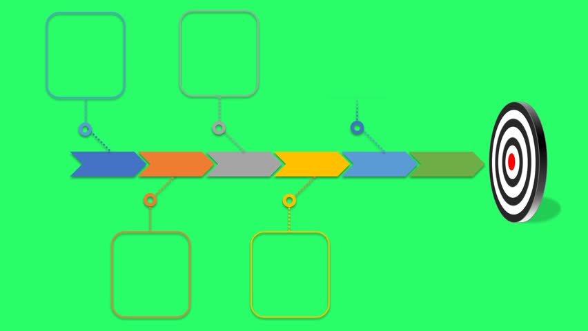 Animation colorful blank shape 6 step for design infographic time line templates on green background.