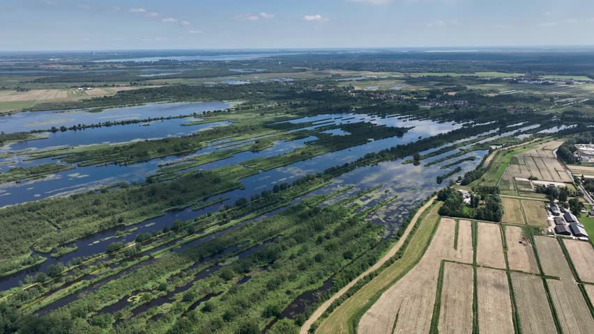 Aerial of Loosdrechtse plassen - Typical Dutch landscape 