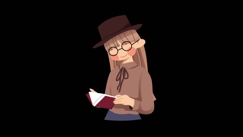 Animation of woman read a book