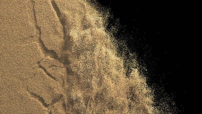 Decaying sand wall transition use for revealing or opening scene . 3D rendering with alpha channel  . Sand transition from right side with cracked pattern .