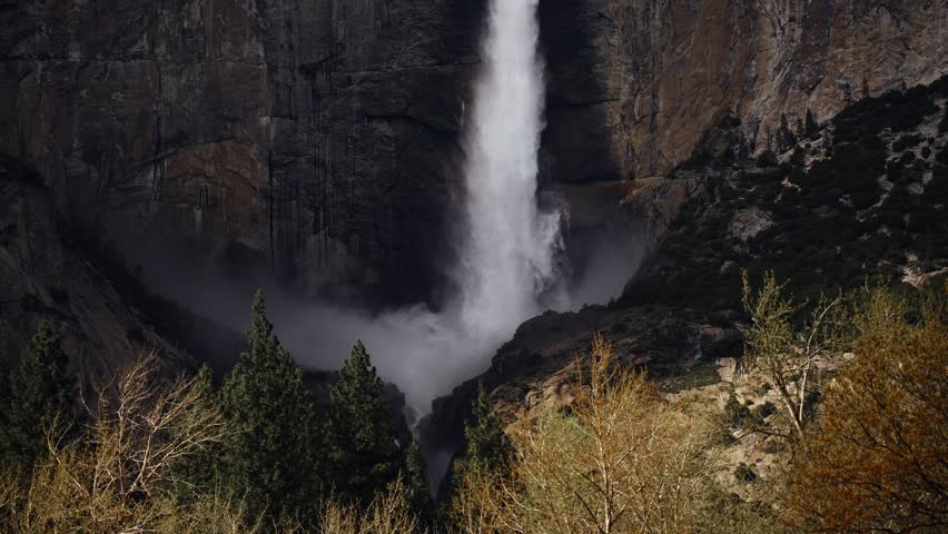 Scenic view of lower Yosemite Falls during daytime in USA, California