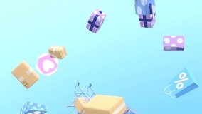 Shopping, Online Shop, E-Commerce, Discount Concepts Animation Video. Cardboard Boxes, Shopping Carts And Shopping Bags Animation Background. Suitable For Business, online Store, E-Commerce Marketing. - Powered by Shutterstock - Get 15% off with code: PIKWIZARD15