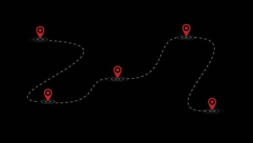 5 position positioning dotted line route animation