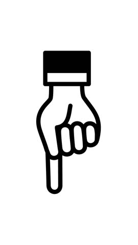 Moving pointing finger icon. (Vertical, white background)