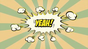 YEAH retro vintage text comic pop up bubble animation. expression sticker in 4k video - Powered by Shutterstock - Get 15% off with code: PIKWIZARD15