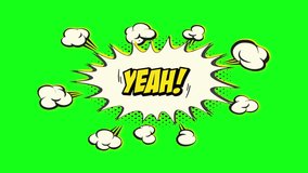 YEAH retro vintage text comic pop up bubble animation with green screen background. expression sticker in 4k video - Powered by Shutterstock - Get 15% off with code: PIKWIZARD15