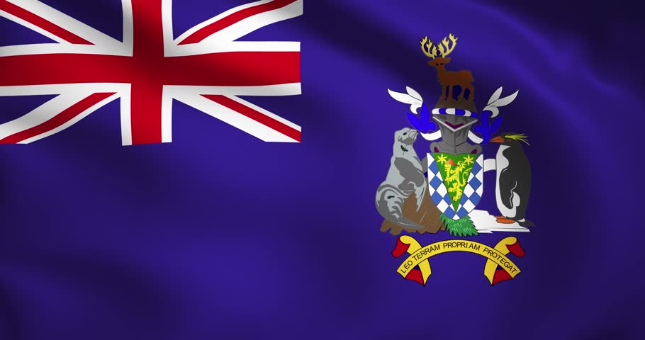 South Georgia and the South Sandwich Islands flag. South Georgia and the South Sandwich Islands flag background. 4k 60fps