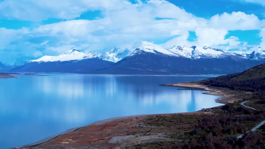 Argentino Lake At El Calafate Santa Cruz Argentina. Sand Dunes And Lagoons Forming During The Rainy Season. Outdoor Tourism Icon Patagonia Glacier. Sky Patagonia Aerial View Floresta.