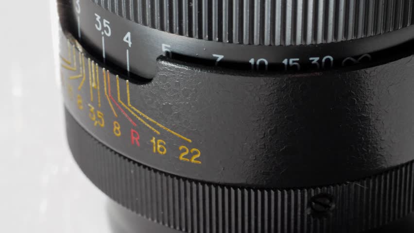 Macro Focus and aperture ring of vintage photo lens