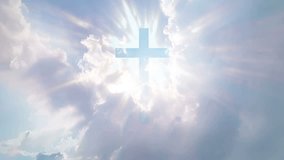 Christian cross appears bright in the sky background dolly camera zoom in video footage - Powered by Shutterstock - Get 15% off with code: PIKWIZARD15