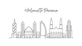 Animated self drawing of Panama skyline video design illustration. Modern city in Central America in simple linear style video design concept. Big city in Panama. Iconic architectural building - Powered by Shutterstock - Get 15% off with code: PIKWIZARD15
