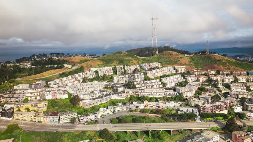 Establishing Aerial View Shot of San Francisco CA, California, United States, day