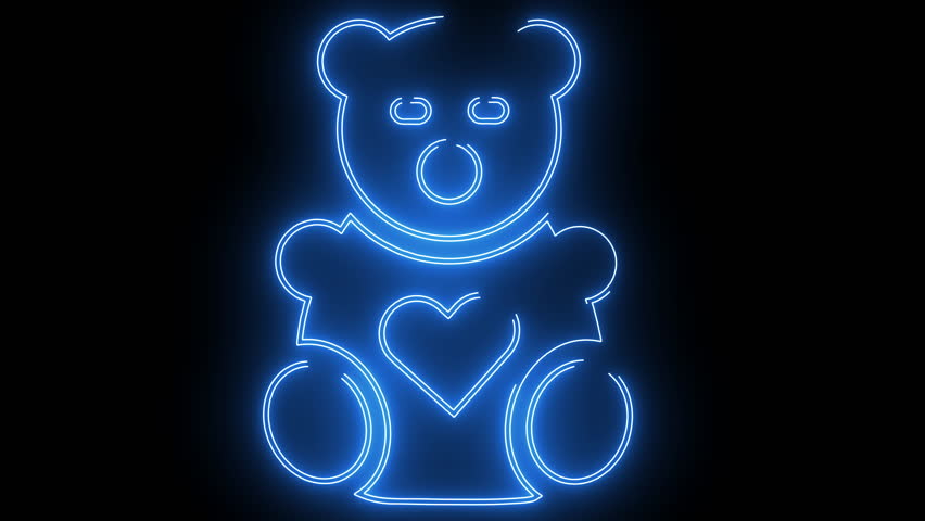teddy bear icon with a glowing neon effect