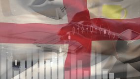 Animation of financial data processing and flag of england over african american businessman. Global business, finances, computing and digital interface concept digitally generated video. - Powered by Shutterstock - Get 15% off with code: PIKWIZARD15