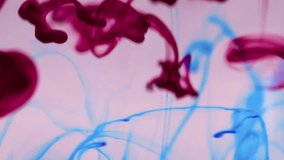 Ink water. Paint drop. Blur magenta pink blue color mix hazy trail pigment emulsion swirling motion falling in fluid underwater vapor effect on light abstract art background. - Powered by Shutterstock - Get 15% off with code: PIKWIZARD15