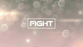 Animation of fight text over spot lights on grey background. Global video game, digital interface, communication, computing and data processing concept digitally generated video. - Powered by Shutterstock - Get 15% off with code: PIKWIZARD15